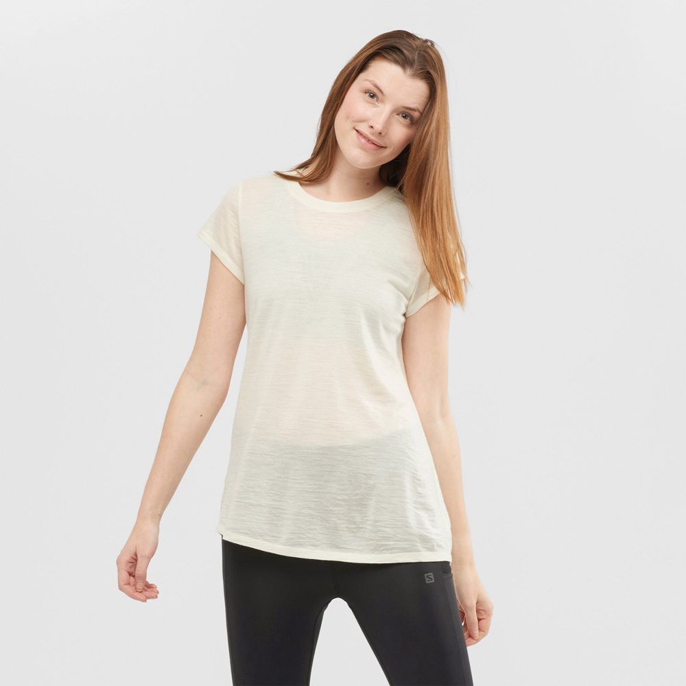 Salomon Singapore Womens T-shirts - OUTLIFE MERINO SS W White | 21497-RZSI